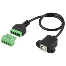 Connettore USB tipo B femmina a 5 pin terminali innestabili Connettore USB senza saldatura Cavo adattatore di collegamento senza saldatura, lunghezza: 30 cm