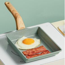 Mini padella antiaderente Tamagoyaki per la colazione a fondo piatto, stile: quadrato (verde)
