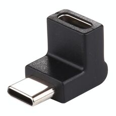 Adattatore in lega di alluminio con testa a gomito a 90 gradi da maschio a tipo C / USB-C da maschio a tipo C / USB-C (nero)