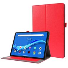 Per Lenovo Tab M10 10.1 Custodia in pelle PU pieghevole a 2 pieghe per affari con slot per schede e supporto (rosso)