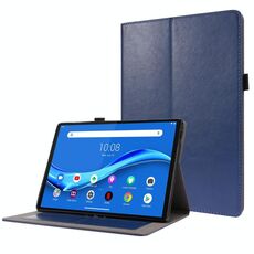 Per Lenovo Tab M10 10.1 Custodia in pelle PU pieghevole a 2 pieghe per affari con slot per schede e supporto (DeepBlue)
