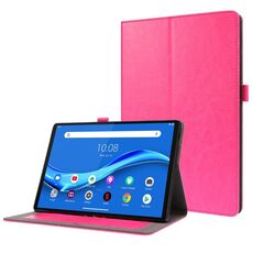 Per Lenovo Tab M10 10.1 Custodia in pelle PU pieghevole a 2 pieghe per affari con slot per schede e supporto (rosa rossa)