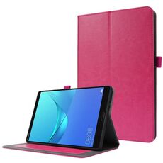 Per Huawei MatePad T 10s Custodia in pelle PU pieghevole a 2 pieghe per affari con slot per schede e supporto (rosa rossa)