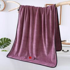 Coppia di grandi asciugamani da bagno in fibra assorbente spessa morbida, dimensioni: 70x140 cm (viola)