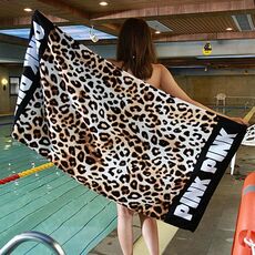 Asciugamano morbido stampato Asciugamano Adulto Beach Pad Asciugamani Dimensioni: 147x71cm (caffè Leopard TL-19)