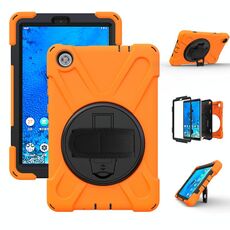 Per Lenovo Tab M8 Custodia protettiva antiurto in silicone colorato + PC con supporto e tracolla e tracolla (arancione)