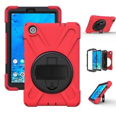 Per Lenovo Tab M8 Custodia protettiva antiurto in silicone colorato + PC con supporto e tracolla e tracolla (rossa)