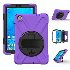 Per Lenovo Tab M8 Custodia protettiva antiurto in silicone colorato + PC con supporto e tracolla e tracolla (viola)