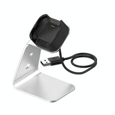 Per Fitbit Versa / Versa Lite / Versa SE Porta caricabatterie universale in lega di alluminio con protezione chip, supporto rapido ricarica (argento)