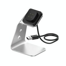 Per Fitbit Versa 3 / Fitbit PORTA ALLUMINIO in lega di alluminio con protezione da chip, supporto ricarica rapida (argento)