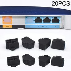 20 tappi antipolvere in silicone PCS per porta RJ45 (nero)