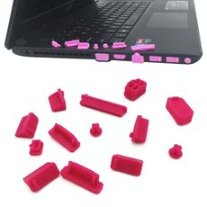 Tappi antipolvere universali in silicone 13 in 1 per laptop (rosa rossa)