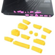 Spine antipolvere universali in silicone 13 in 1 per laptop (giallo)