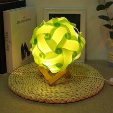 Lampada da comodino per camera da letto creativa Luce notturna USB Rotonda Lampada da decorazione romantica con base in legno, Stile: Kit materiale fai-da-te (verde)