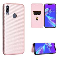 Per Asus Zenfone Max (M2) ZB633KL Fibra di carbonio Texture Flip orizzontale magnetico TPU + PC + Custodia in pelle PU con slot per scheda (rosa)