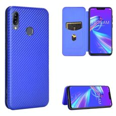Per Asus Zenfone Max (M2) ZB633KL Fibra di carbonio Texture Flip orizzontale magnetico TPU + PC + Custodia in pelle PU con slot per scheda (blu)