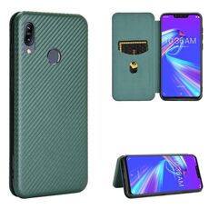 Per Asus Zenfone Max (M2) ZB633KL Fibra di carbonio Texture Flip orizzontale magnetico TPU + PC + Custodia in pelle PU con slot per scheda (verde)