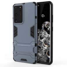 Per Samsung Galaxy S21 Ultra 5G Antiurto antiurto + custodia protettiva in TPU con supporto nascosto (blu navy)