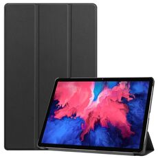 Per Lenovo Tab P11 TB-J606F / Tab P11 5G Custodia per tablet in pelle Custer con struttura a tre pieghe (nero)