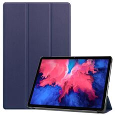 Per Lenovo Tab P11 TB-J606F / Tab P11 5G Custodia per tablet in pelle Custer con struttura a tre pieghe (blu scuro)