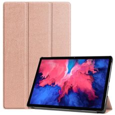 Per Lenovo Tab P11 TB-J606F / Tab P11 5G Custodia per tablet in pelle Custer con struttura a tre pieghe (oro rosa)