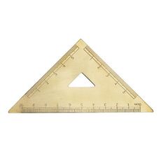 Strumenti di misurazione del righello da disegno retrò in ottone, modello: righello del triangolo isoscele da 0-10 cm