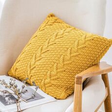 Home Lana Pilowcase a maglia, Colore: curcuma, Dimensioni: 45 x 45 cm