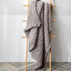 Coperta lavorata a maglia di lana spessa fatta a mano Coperta lavorata a maglia con bastoncino di ciniglia, dimensioni: 130 x 160 cm (grigio cammello)