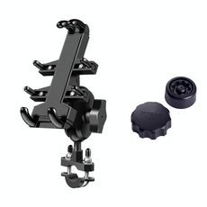 Manubrio per moto a testa a sfera con bullone a forma di U Manubrio multifunzione a otto griffe in lega di alluminio Supporto di navigazione per telefono cellulare con manopole antifurto, Larghezza del telefono: 6,5-10,2 cm