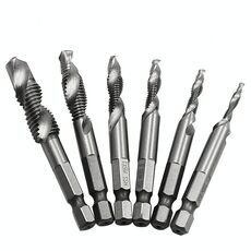 6 pezzi / set HSS multi-funzione integrato per maschiatura con foro per maschiatura