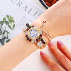 Orologio da polso da donna Orologio al quarzo Orologio da personalità Wild con pendente di diamanti (indiano)