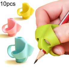 10 pezzi per bambini, calligrafia, correzione della postura, strumento per penna, astuccio in silicone a tre dita, consegna colore casuale
