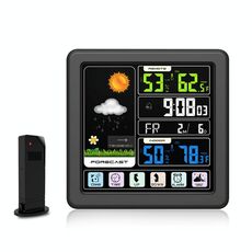 TS-3310 Orologio meteo wireless Orologio multifunzione con schermo a colori Termometro touch screen creativo per la casa Nero
