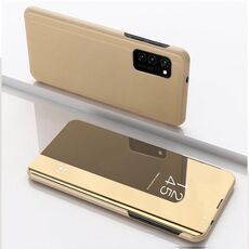 Per Samsung Galaxy S30 Custodia in pelle con ribaltamento orizzontale a specchio ultra placcato con supporto (oro)