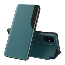Per Samsung Galaxy S21 Ultra 5G Display laterale antiurto antiurto in pelle flip in pelle con supporto (verde)