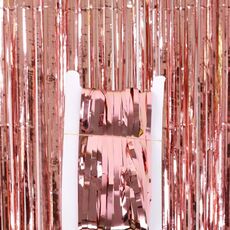 5 pezzi 1 x 2 m tenda di seta leggera pioggia decorazione festa festa foto sfondo decorazione murale (oro rosa)