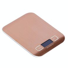 Bilancia elettronica da cucina portatile da cucina in acciaio inossidabile per piccoli alimenti, colore: 10 kg / 1 g (modello di batteria in oro rosa)
