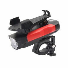 500LM Luce per bicicletta Supporto per telefono cellulare Luce anteriore multifunzione con clacson 4000 mAh (nero rosso)