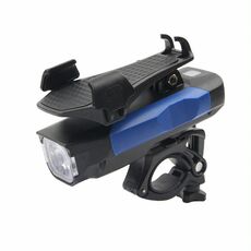 500LM Luce per bicicletta Supporto per telefono cellulare Luce anteriore multifunzione per guida con clacson 4000 mAh (nero blu)