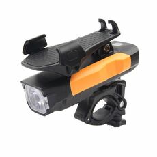 500LM Luce per bicicletta Porta cellulare Luce anteriore multifunzione con clacson 4000 mAh (nero arancione)