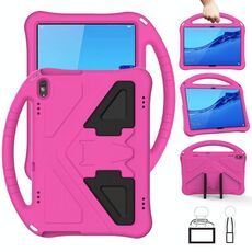 Per Huawei MediaPad T5 10.1 Guscio protettivo anti caduta piatto EVA con supporto (RoseRed)
