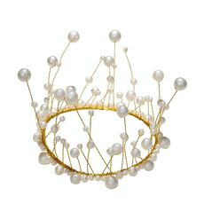 Decorazione per torta da forno con corona di perle e perle di alghe 2 pezzi (bianco)