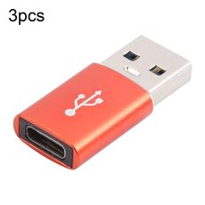 Adattatore in lega di alluminio da 3 PC USB-C / Type-C femmina a USB 3.0 maschio, supporto per ricarica e trasmissione dati (rosso)