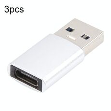 Adattatore in lega di alluminio da 3 PC USB-C / Type-C femmina a USB 3.0 maschio, supporto per ricarica e trasmissione dati (argento)