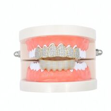 Accessori per Halloween Bretelle hip-hop con micro zirconi intarsiati, colore: oro
