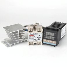 Termostato REX-C100 da 4400 W + Dissipatore di calore + Termocoppia + Kit di controllo della temperatura intelligente per modulo a stato solido SSR-40 DA