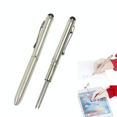 Penna a doppio scopo per scrittura a mano con touch screen per telefono cellulare AT-13 con Dual Core nero e rosso (argento)