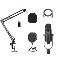BM-86 USB Microfono a condensatore Registrazione vocale Microfono per computer Set di apparecchiature per trasmissioni dal vivo, Specifica: Set di staffe a sbalzo