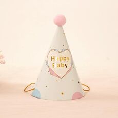 10 PCS Cappello da festa di compleanno per adulti per bambini Cappello di carta per compleanno con palla di pelo (Cuore d'amore poligonale)
