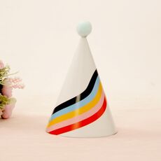 10 PCS Cappello da festa di compleanno per adulti per bambini Cappello di carta per compleanno con palla di pelliccia (stile arcobaleno)